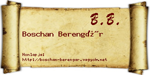 Boschan Berengár névjegykártya